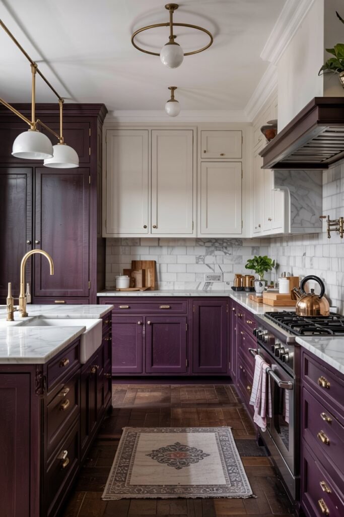 Aubergine and White