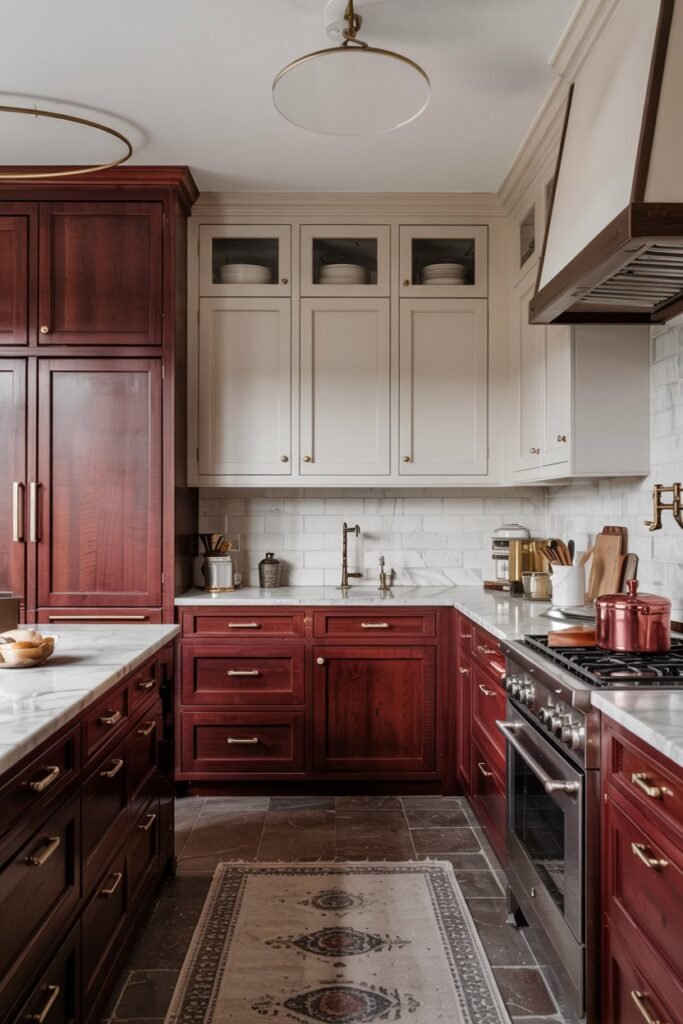 Burgundy and Off-White