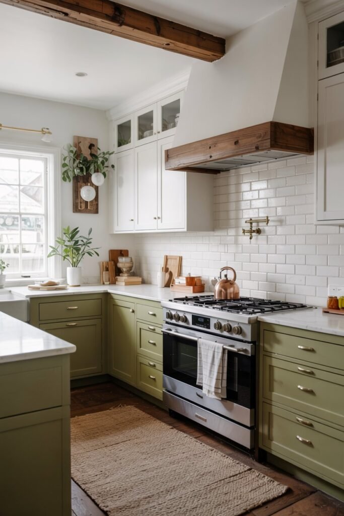 Olive Green and White