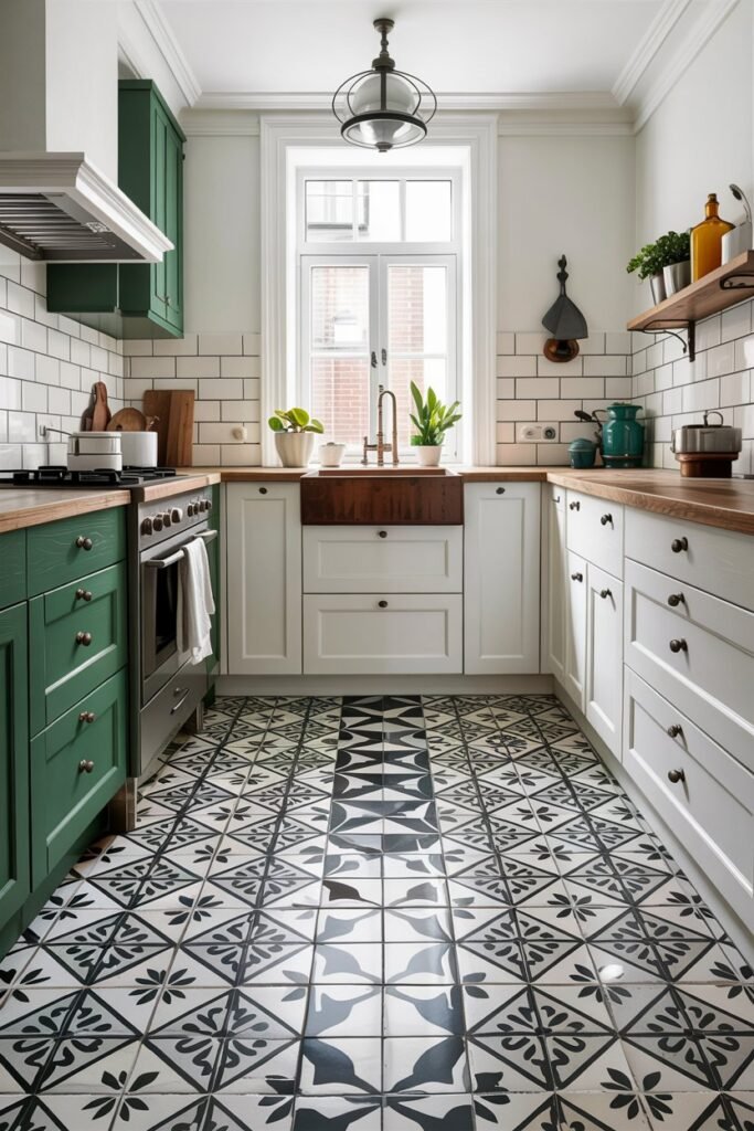 Patterned Black and White Tiles
