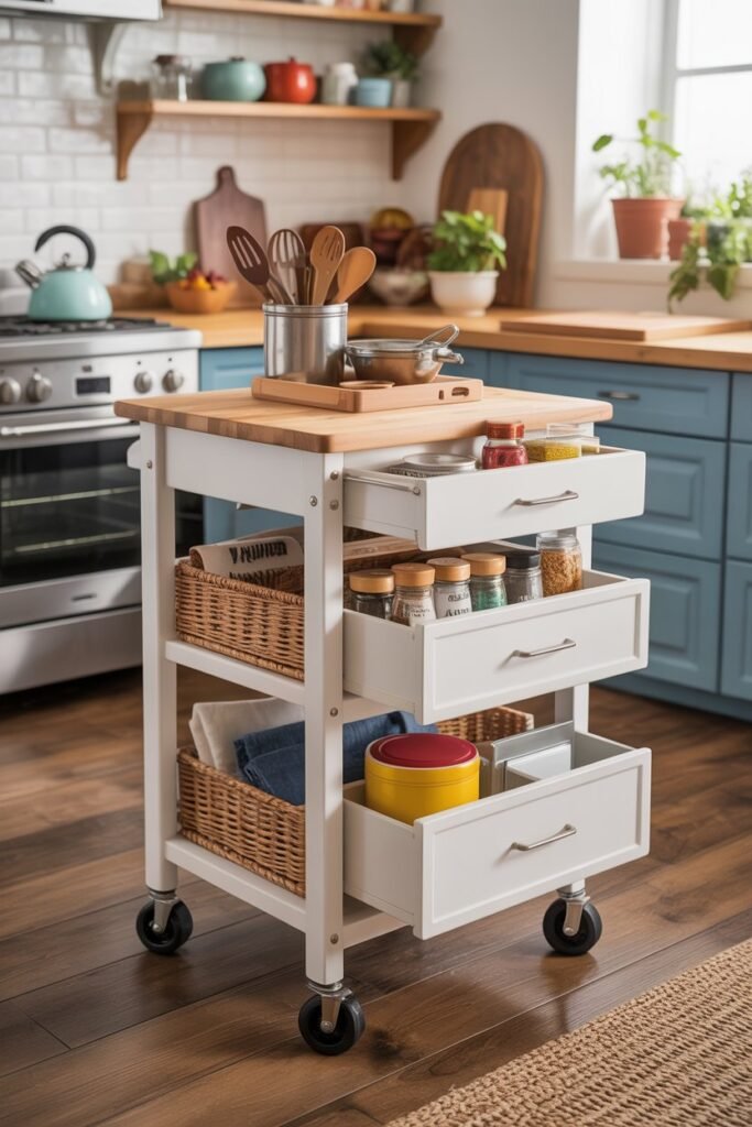 Small Kitchen Cart with Drawers