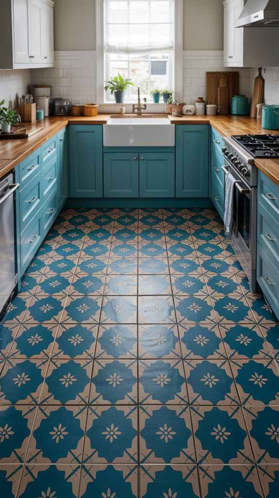 Teal Blue Patterned Vinyl