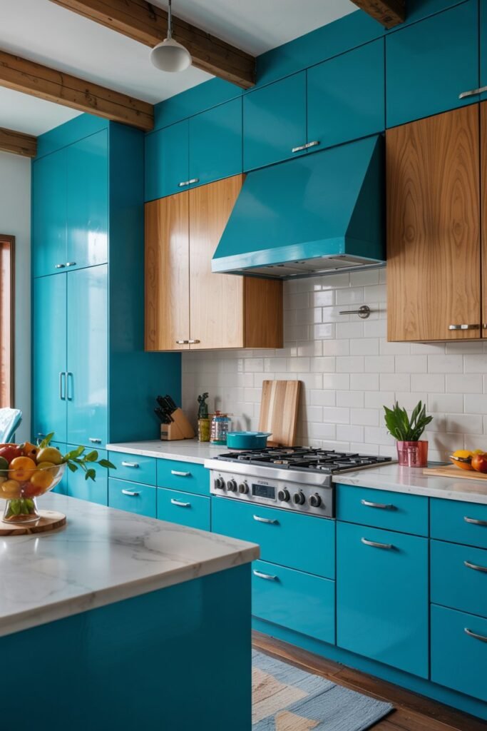 Turquoise and Light Wood