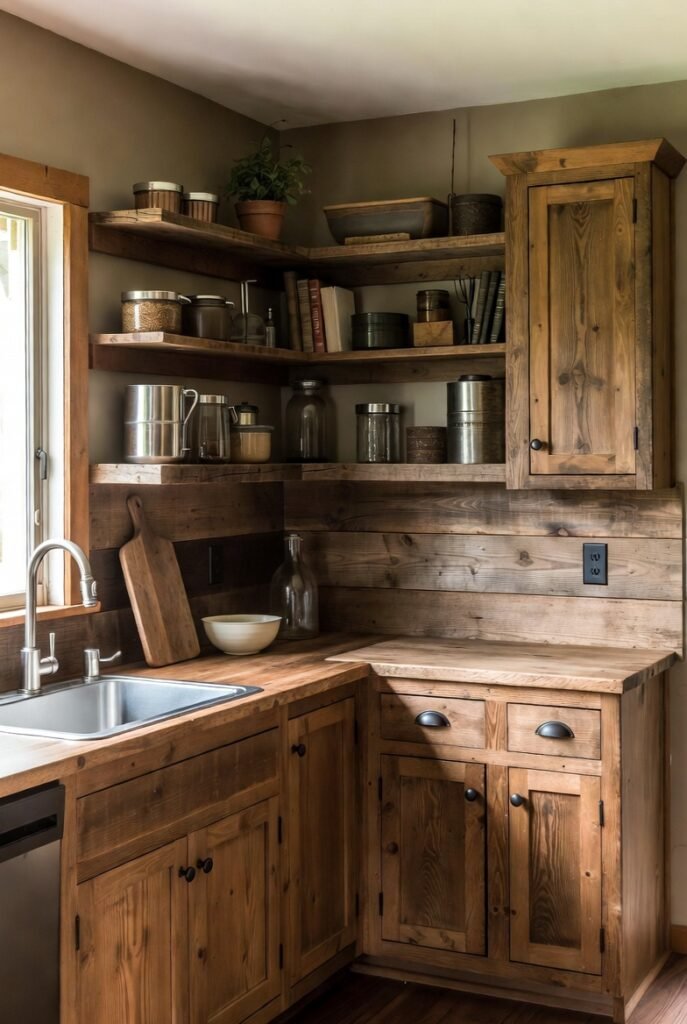 Earthy Green and Open Shelving