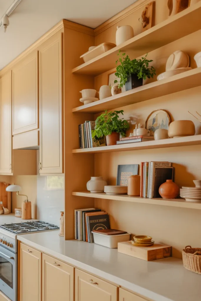  Open-Shelf Beige Cabinets