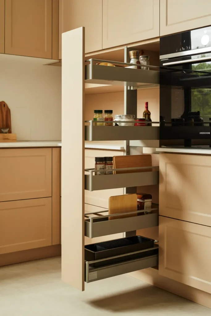 Pull-Out Beige Cabinets