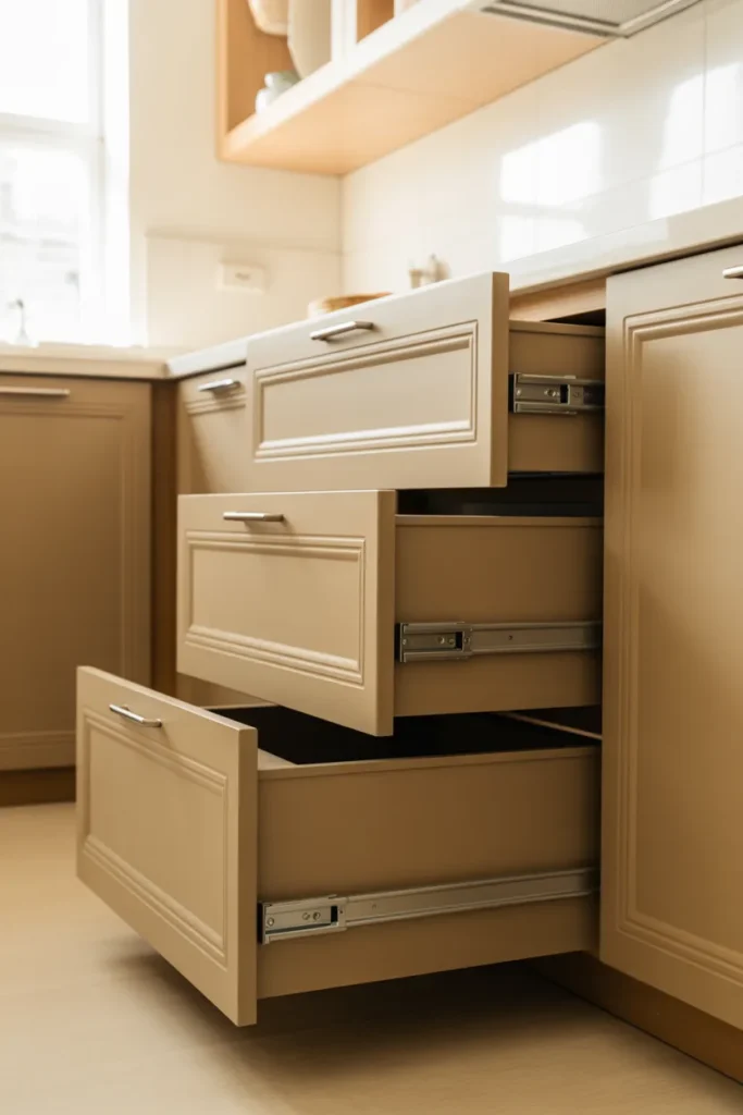 Soft-Close Beige Cabinets