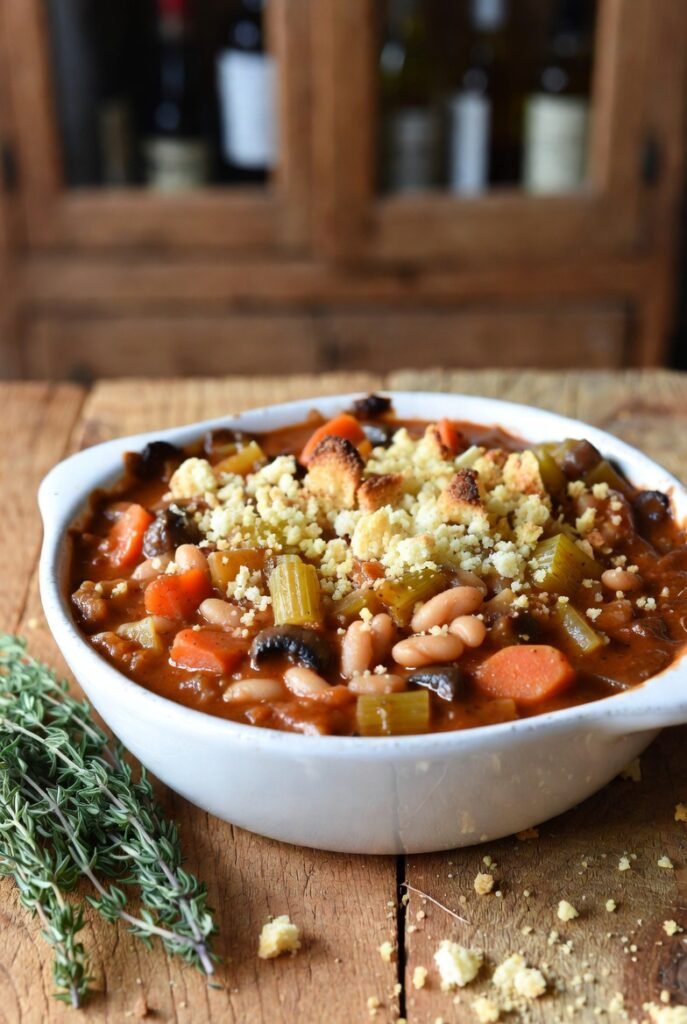 Rustic White Bean and Mushroom Stew
