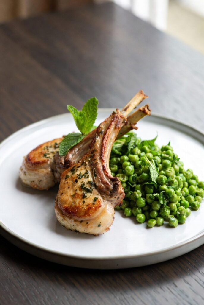 Minty Lamb Chops with Garden Peas