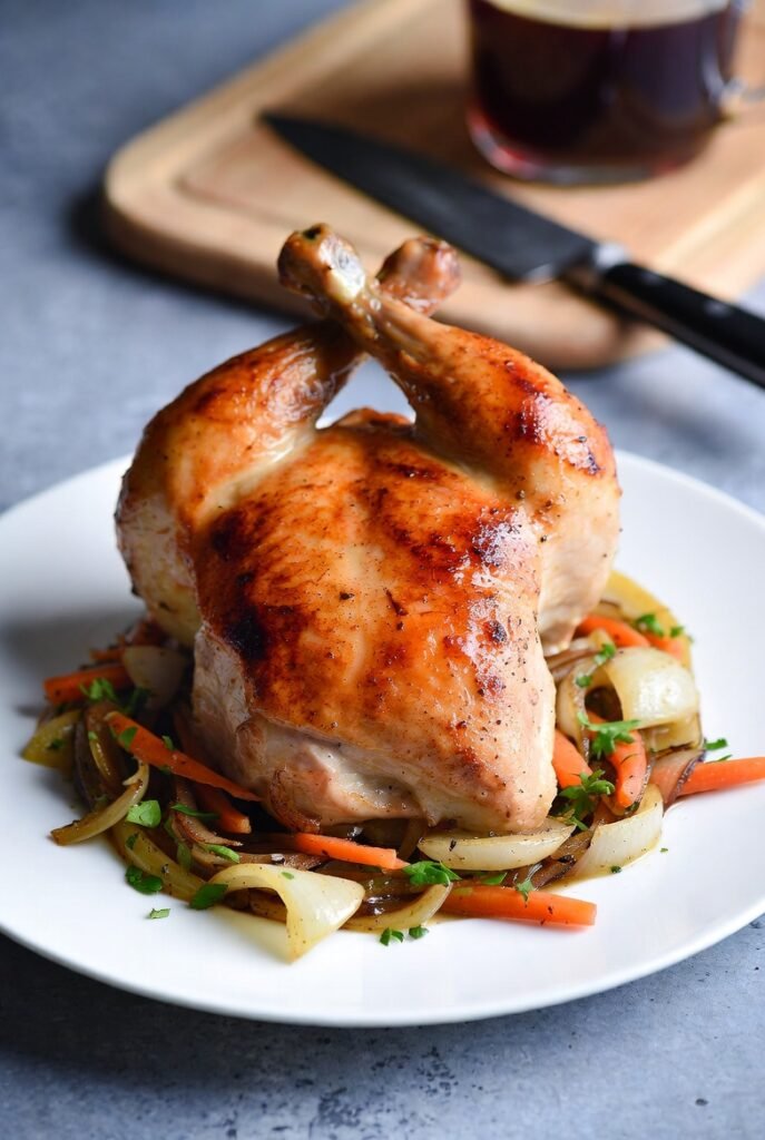 Roast Cornish Hen with Caramelized Vegetables