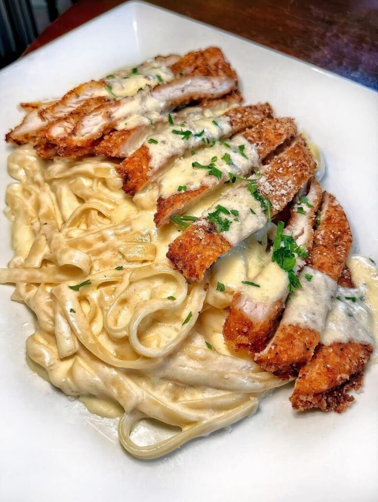 Crispy Chicken Fettuccine Alfredo
