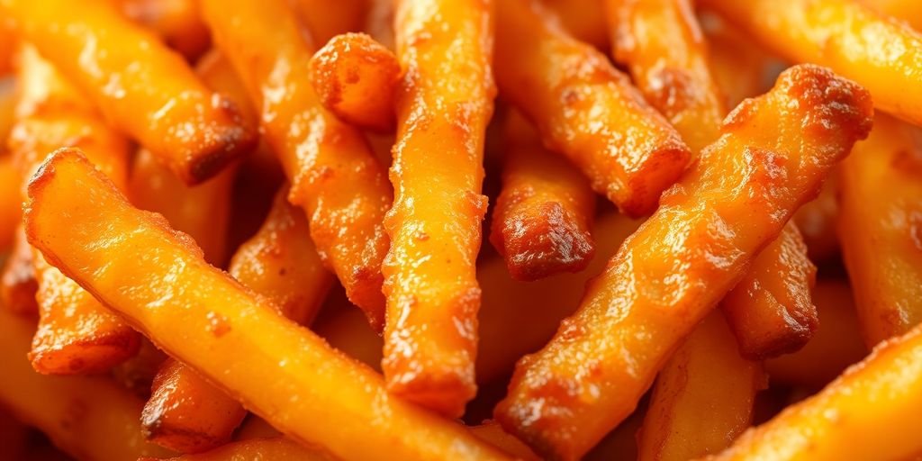 Crispy golden fries with a savory sheen.